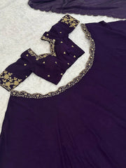 Captivating Purple Sequins Silk Wedding Wear Lehenga Choli