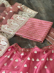 Artistic Dusty Pink Net Thread Embroidered Bridesmaid Lehenga Choli