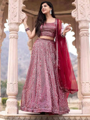 Pink Sequins Heavy Net Party Wear Lehenga Choli With Dupatta