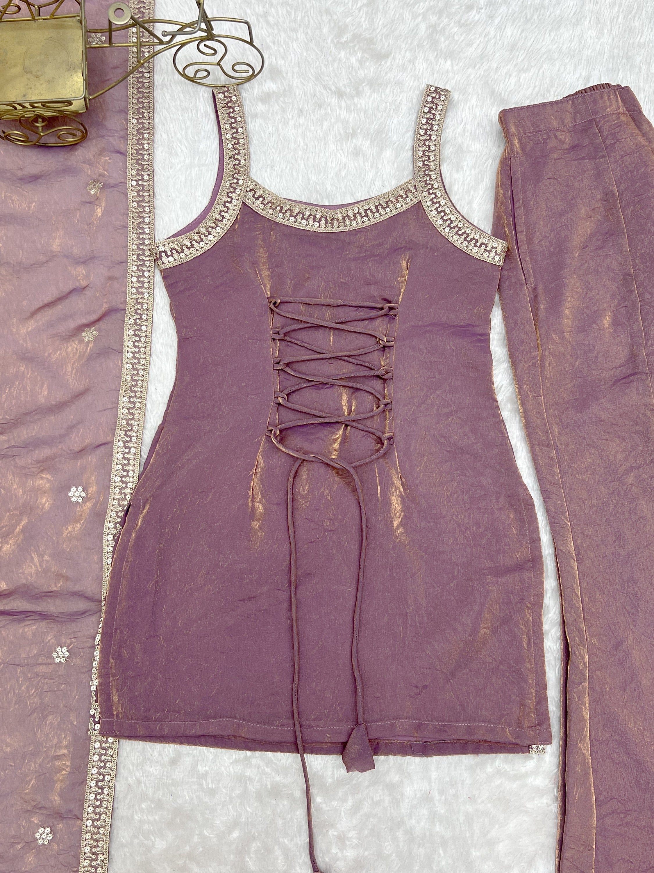 Captivating Purple Zari Embroidered Silk Function Wear Palazzo Suit