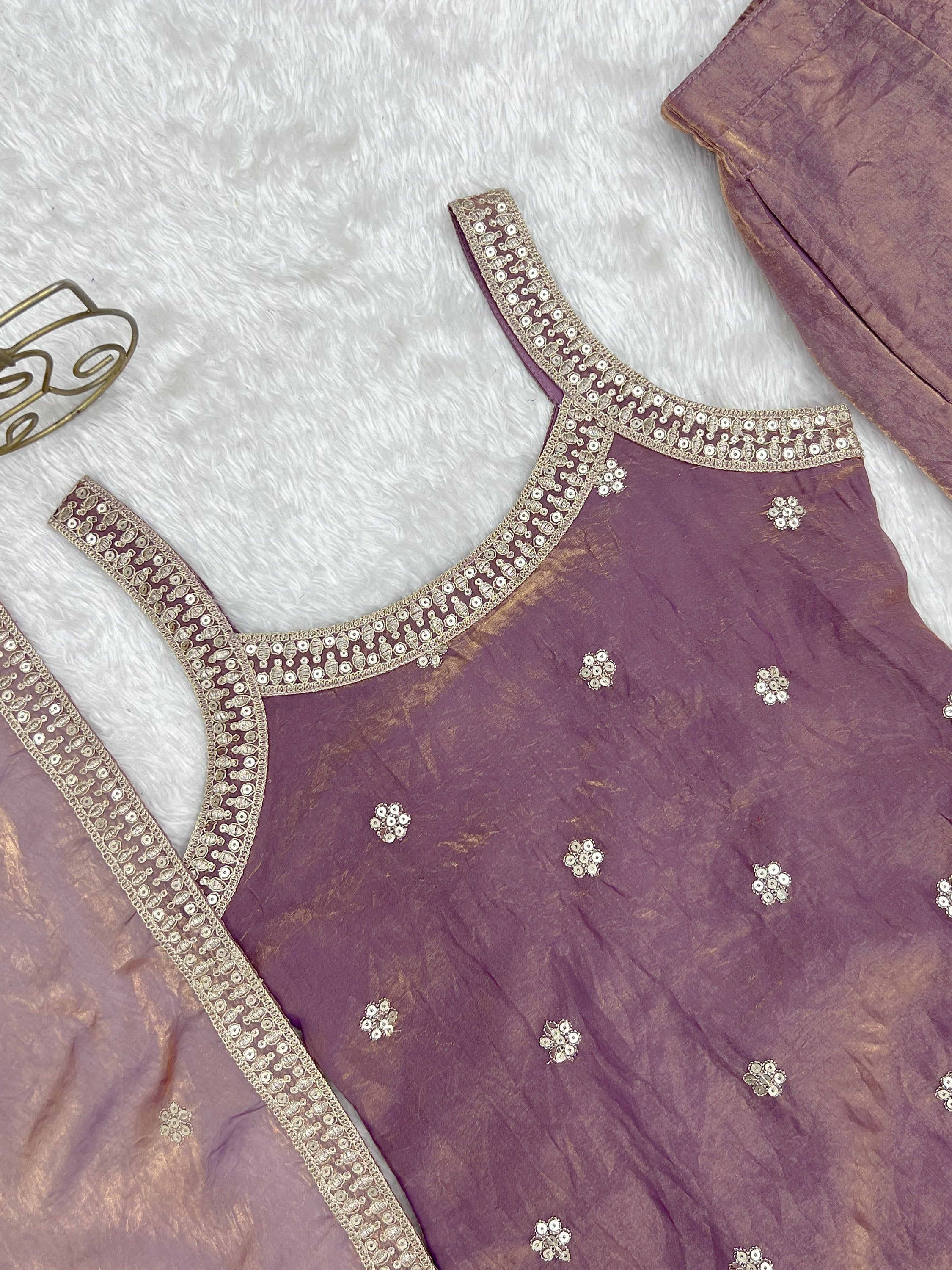 Captivating Purple Zari Embroidered Silk Function Wear Palazzo Suit