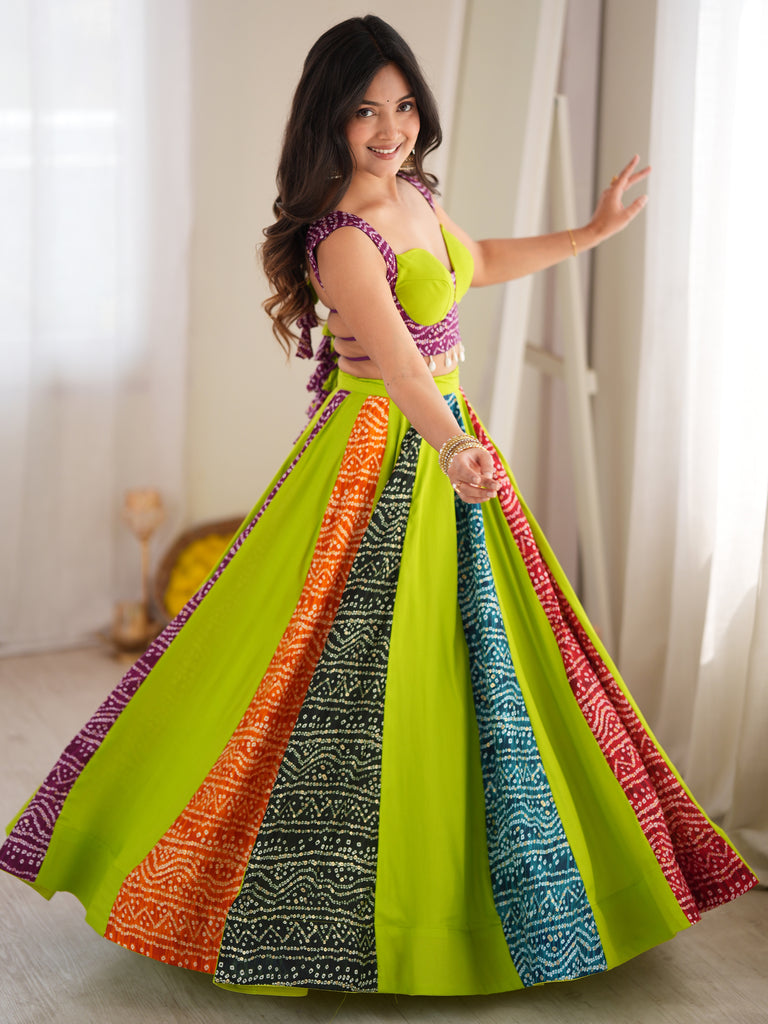 Timeless Multi-Color Digital Printed Rayon Navratri Wear Lehenga Choli