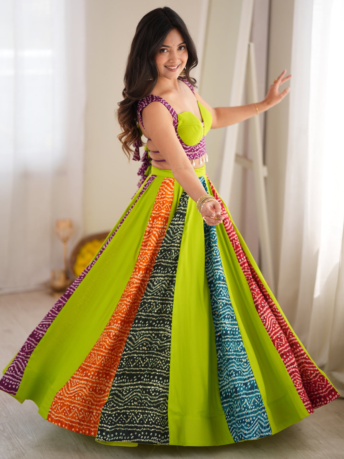 Timeless Multi-Color Digital Printed Rayon Navratri Wear Lehenga Choli