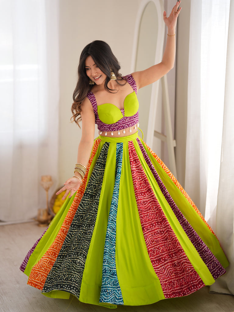 Timeless Multi-Color Digital Printed Rayon Navratri Wear Lehenga Choli