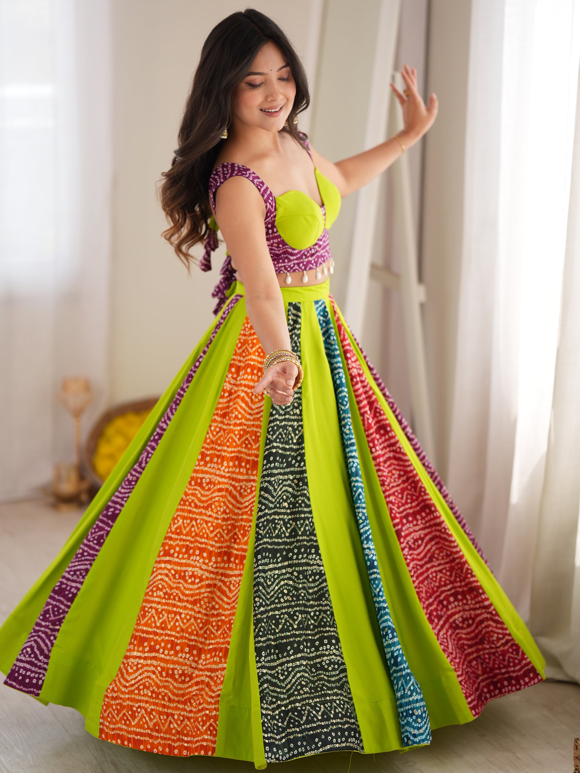 Timeless Multi-Color Digital Printed Rayon Navratri Wear Lehenga Choli