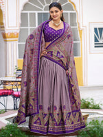 Dazzling Purple Lace Work Silk Function Wear Lehenga With Blouse