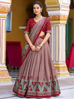 Spectacular Maroon Digital Printed Silk Marriage Wear Lehenga With Choli