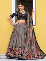 Glorious Black Digital Printed Silk Event Wear Lehenga Choli With Dupatta
