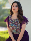 Dazzling Purple Georgette Sequins Embroidered Festival Wear Gown
