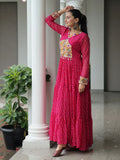 Marvelous Pink Bandhani Print Georgette Navratri Wear Gown