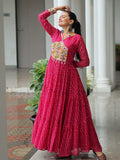 Marvelous Pink Bandhani Print Georgette Navratri Wear Gown
