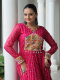 Marvelous Pink Bandhani Print Georgette Navratri Wear Gown