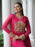Marvelous Pink Bandhani Print Georgette Navratri Wear Gown
