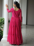 Marvelous Pink Bandhani Print Georgette Navratri Wear Gown