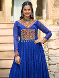 Alluring Blue Leheriya Print Georgette Traditional Gown
