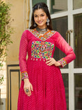 Sweet Pink Kutchi Work Georgette Festival Wear Gown