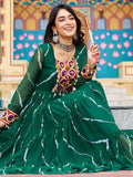Timeless Green Georgette Leheriya Print Navratri Wear Gown