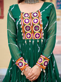 Timeless Green Georgette Leheriya Print Navratri Wear Gown