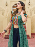 Delicate Green Georgette Bandhani Printed Front Slit Designer Kurti