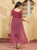 Sweet Maroon Kutchi Patch Work High Slit Navratri Wear Kurti