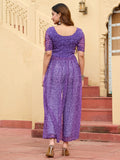 Charming Purple Bandhani Printed Long Slitted Navratri Special Kurti