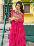 Timeless Rani Pink Bandhani Printed Georgette Navratri Special Gown