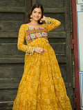 Captivating Yellow Georgette Bandhani Printed Navratri Special Gown