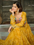 Captivating Yellow Georgette Bandhani Printed Navratri Special Gown