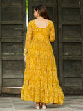 Captivating Yellow Georgette Bandhani Printed Navratri Special Gown