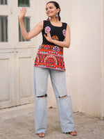 Super Black Kutchi Work Georgette Navratri Special Top