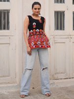 Classic Black Gamthi Work Georgette Navratri Special Top