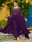 Elegant Purple Thread Embroidered Georgette Festive Wear Salwar Kameez 