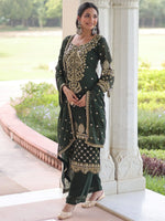 Fantastic Green Embroidered Georgette Festive Wear Salwar Kameez