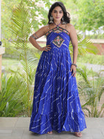Fabulous Royal Blue Laheriya Printed Georgette Navratri Wear Gowna
