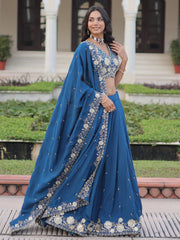 Gorgeous Blue Sequins Embroidered Silk Festival Wear Lehenga Choli