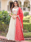 Sparkling Off-White Embroidered Silk Wedding Wear Lehenga Choli
