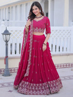 Attractive Rani Pink Sequins Georgette Lehenga Choli With Dupatta
