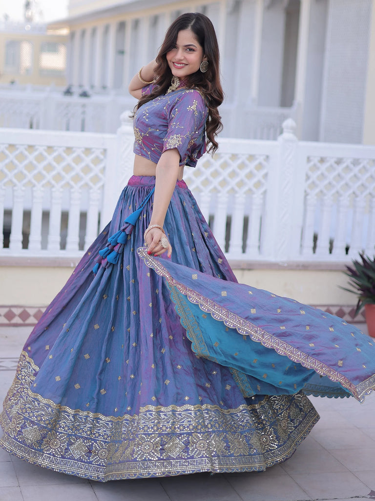 Adorable Blue Zari Embroidered Silk Festival Wear Lehenga Choli
