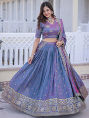 Adorable Blue Zari Embroidered Silk Festival Wear Lehenga Choli