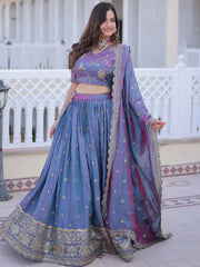 Adorable Blue Zari Embroidered Silk Festival Wear Lehenga Choli