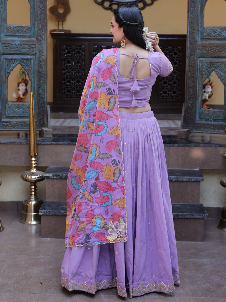Alluring Pearl Sequins Silk Function Wear Half Saree Lehenga