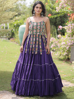 Impressive Purple Laced Cotton Navratri Special Lehenga Choli