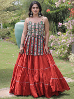 Fabulous Rust Orange Patch Work Cotton Navratri Lehenga Choli