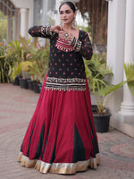 Aesthetic Black Gota Laced Rayon Navratri Wear Lehenga Choli With Jacket