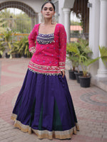 Graceful Pink Rayon Navratri Wear Lehenga Choli With Printed Jacket