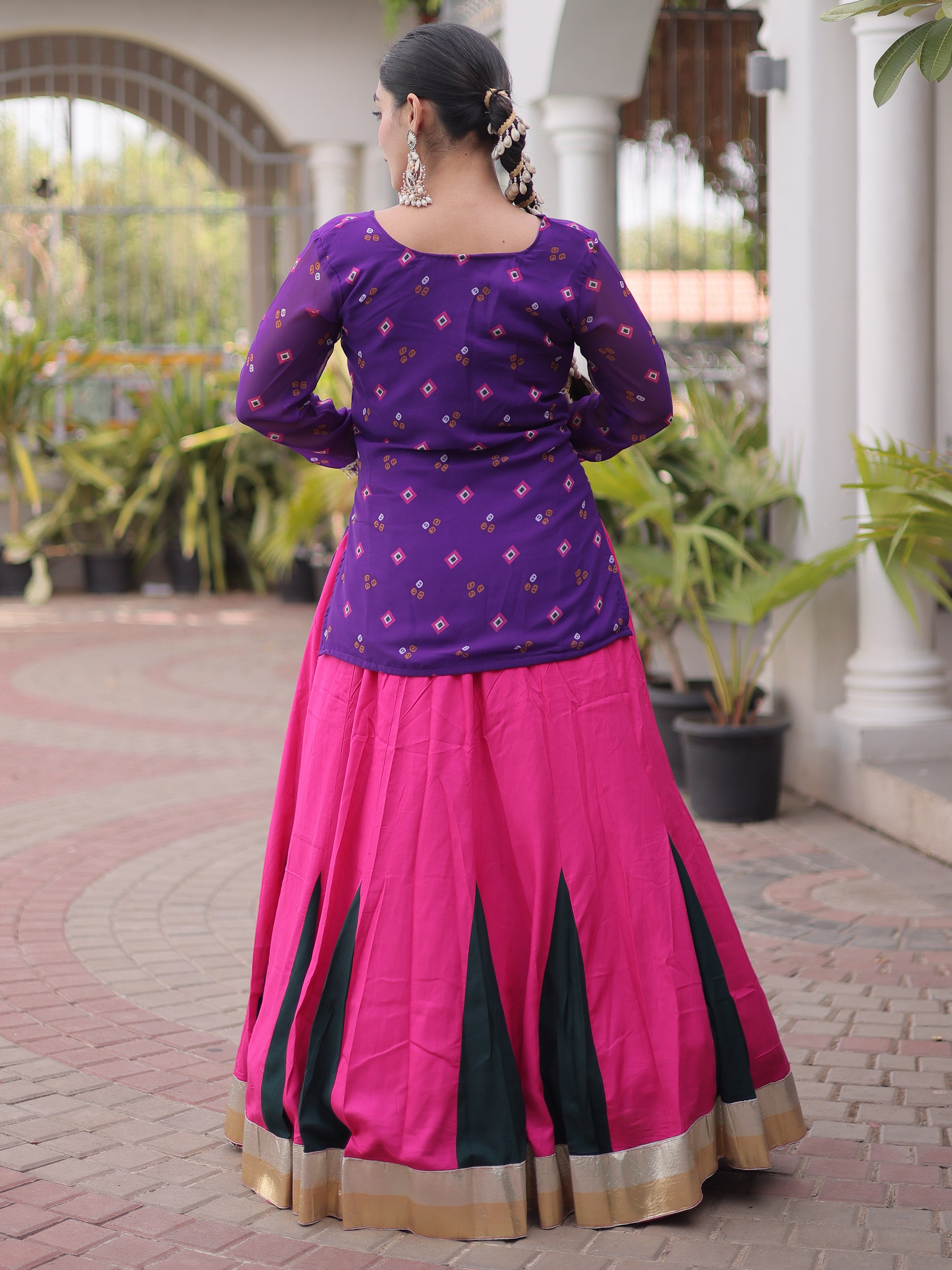 Lovable Purple Rayon Navratri Wear Lehenga Choli With Printed Jacket
