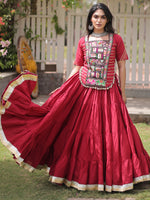 Attractive Red Patch Work Cotton Navratri Special Lehenga Choli