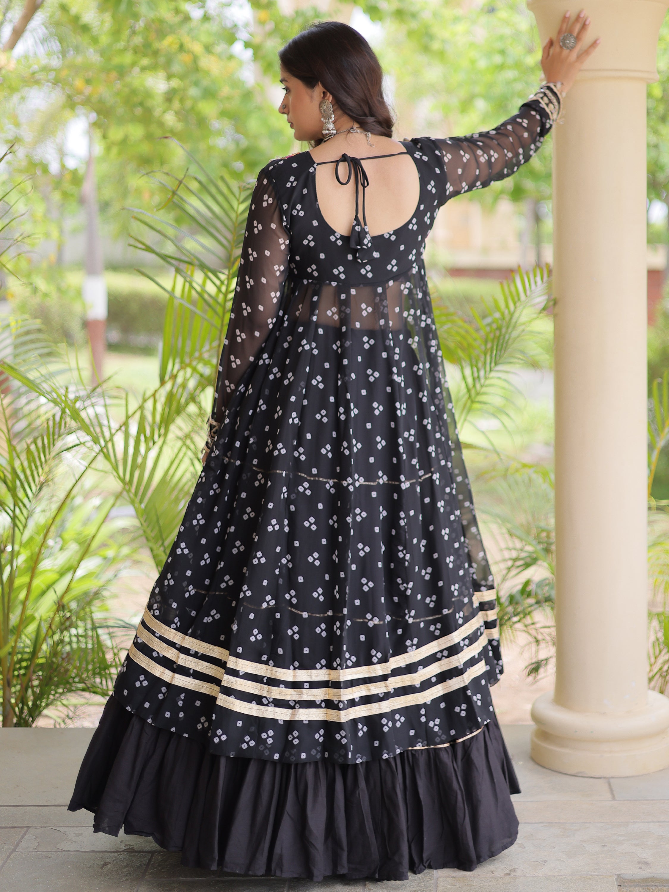 Dazzling Black Patch Work Cotton Navratri Special Lehenga And Kurti Set