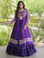 Awesome Purple Bandhni Printed Cotton Navratri Wear Lehenga And Kurti Set