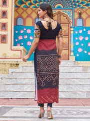 Adorning Black Georgette Kutchi Gamthi Work Festival Wear Kurti